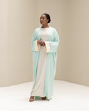 The Velura Contrast Abaya in Mint Green
