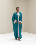 The Velura Contrast Abaya in Emerald Green