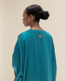 The Velura Contrast Abaya in Emerald Green