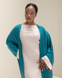 The Velura Contrast Abaya in Emerald Green