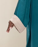 The Velura Contrast Abaya in Emerald Green