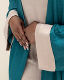 The Velura Contrast Abaya in Emerald Green