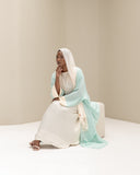 The Velura Contrast Abaya in Mint Green