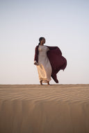 The Velura Contrast Abaya in Burgundy