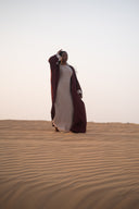The Velura Contrast Abaya in Burgundy