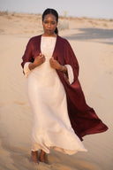 The Velura Contrast Abaya in Burgundy