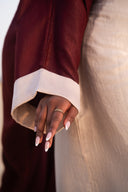 The Velura Contrast Abaya in Burgundy