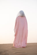 The Velura Contrast Abaya in Blush Pink