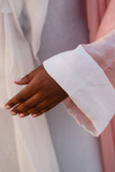 The Velura Contrast Abaya in Blush Pink