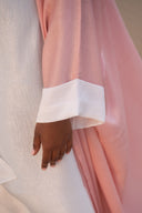 The Velura Contrast Abaya in Blush Pink