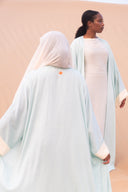 The Velura Contrast Abaya in Mint Green
